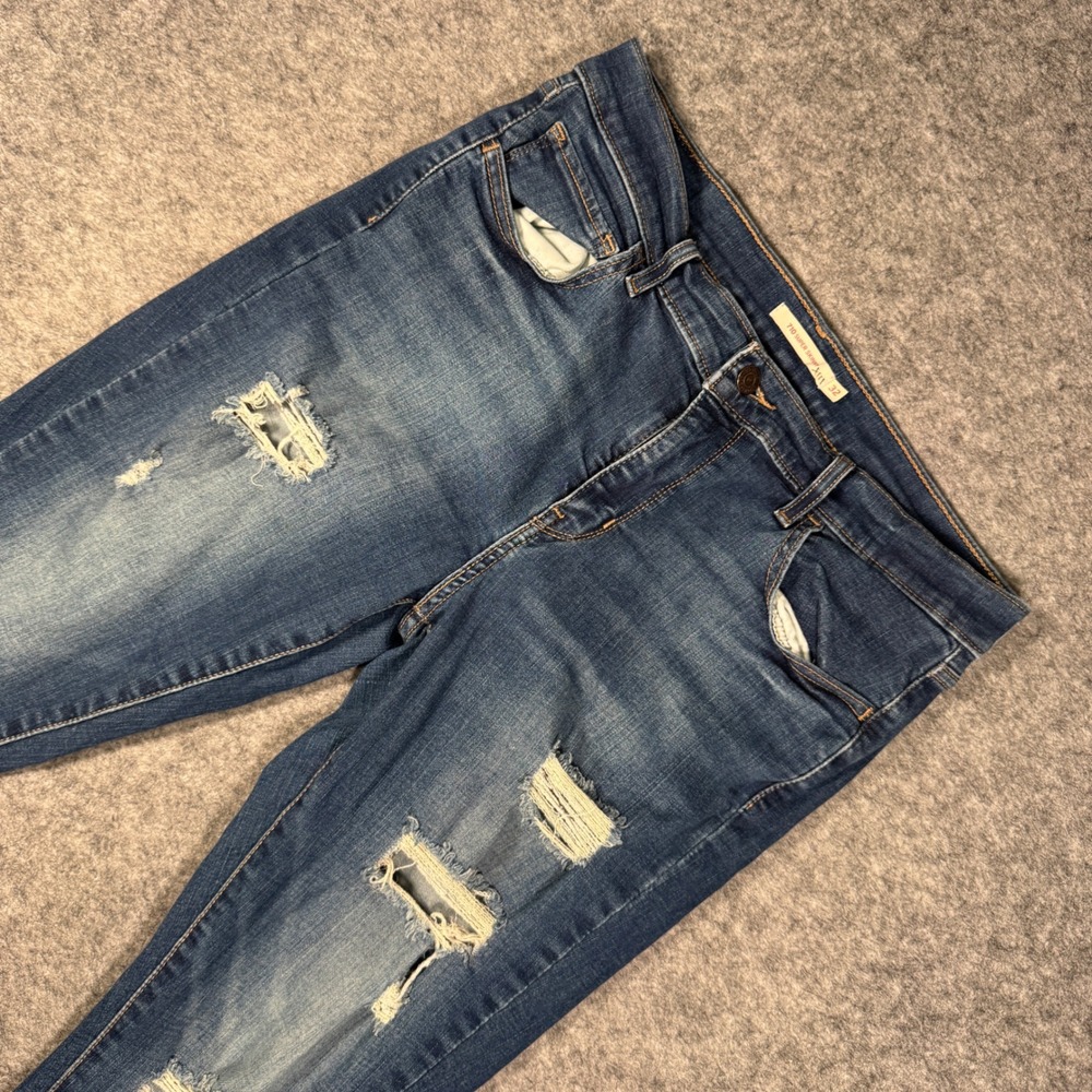 Levis 710 Super Skinny Jeans Womens 32 Blue Distressed Denim 17778-0328 W32 L30